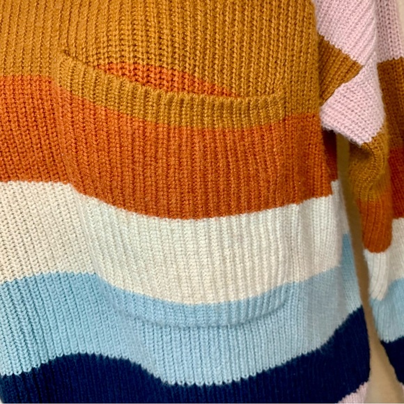 Madewell Thompson Pocket Pullover Sweater Rainbow Stripe Size Small - Picture 5 of 14